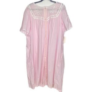 Carole VTG Gown and Robe Plus SZ 2X Pink Lacy Lightweight Cotton Polyester‎ NWT